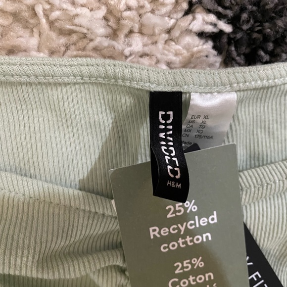 NWT H&M Divided Ruched Off-the-Shoulder Crop Top in Mint Green - XL‎ - Picture 9 of 11